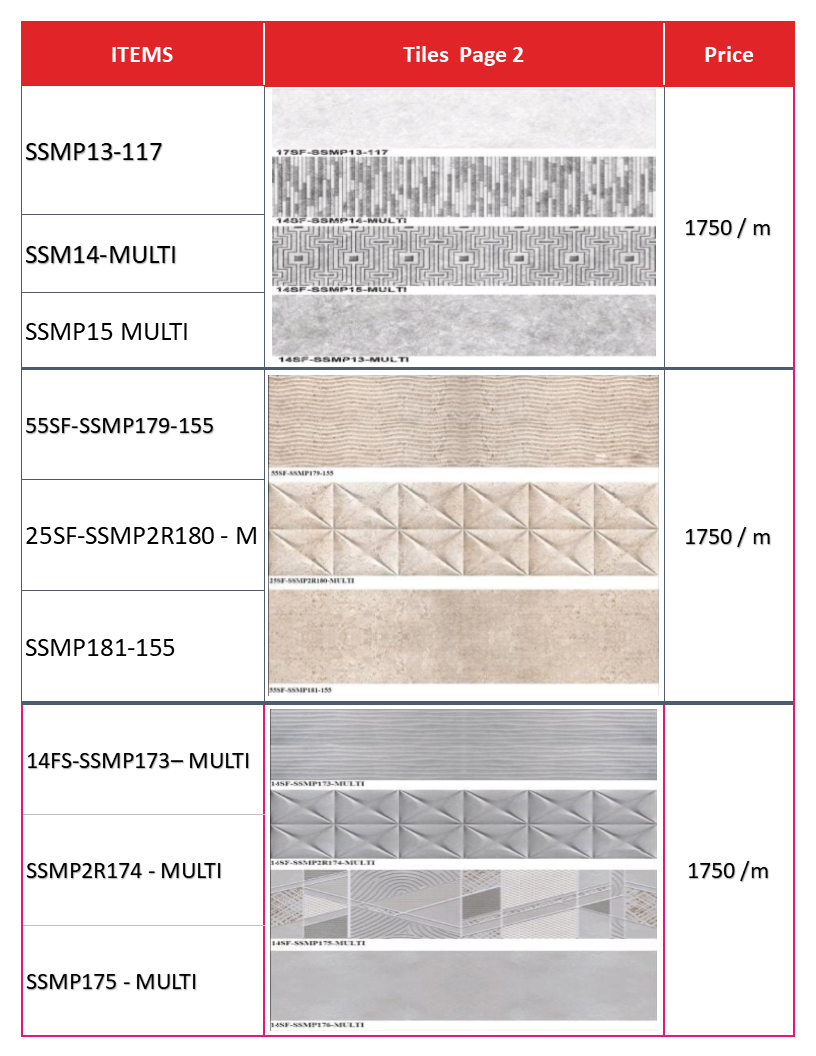 Master Tiles Price List 2024 - Shel Carolyn